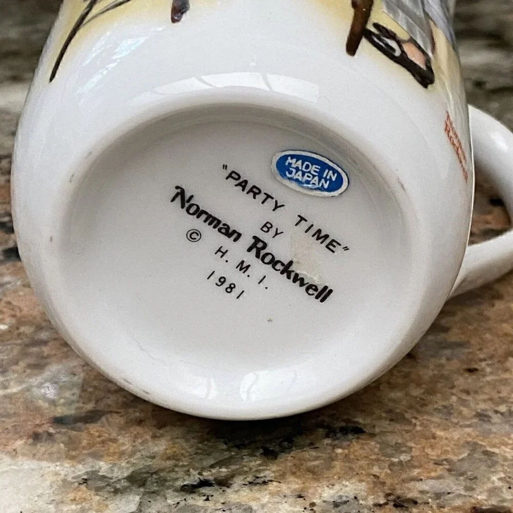 Norman Rockwell ‘Party Time’ Porcelain Mug H.M.I 1981 Japan